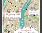 As Seen on STYLE ME PRETTY - Custom Fun Wedding Map New York City