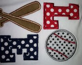 Summer Baseball LOVE Applique for 4th of July or vacation at the Beach great on onesie and t-shirts 3m,6m,12m,18m,2t,4t,6t,8t