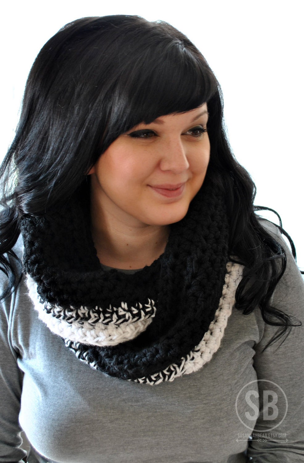 Shaded Big Simple Infinity Cowl - Crocheted Chunky Infinity Scarf Pick Your Colors