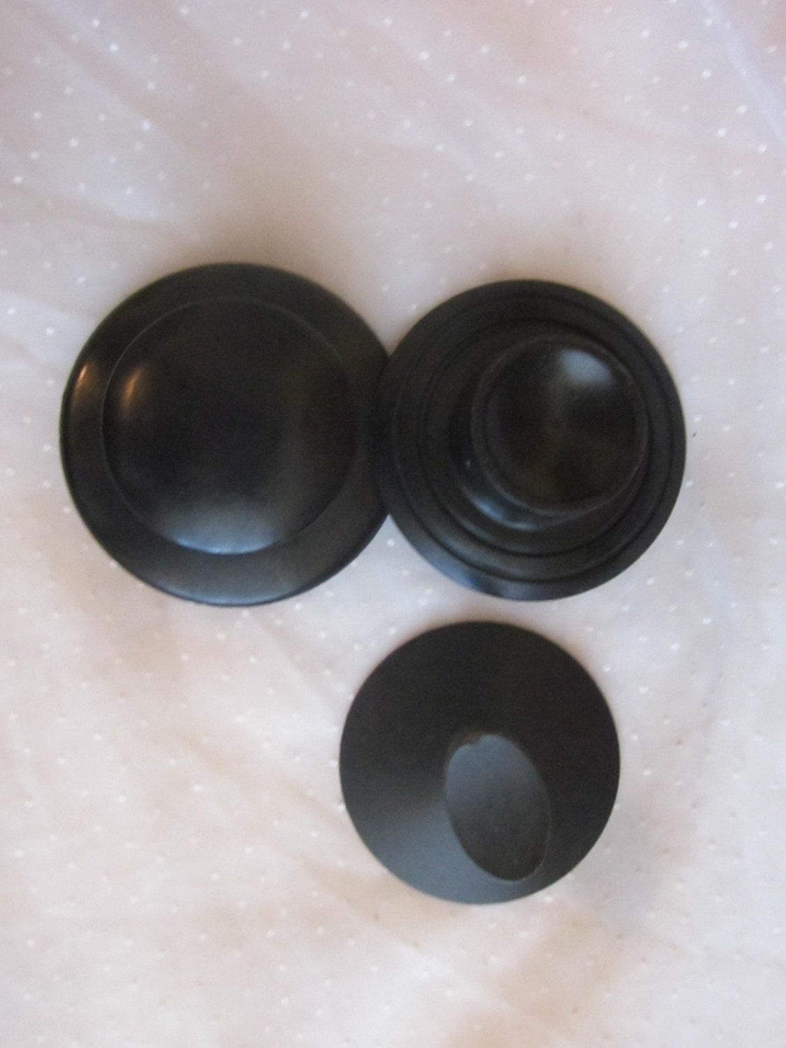 Lot of 3 Vintage Pot Lid Knobs Assorted Black Plastic Different Styles