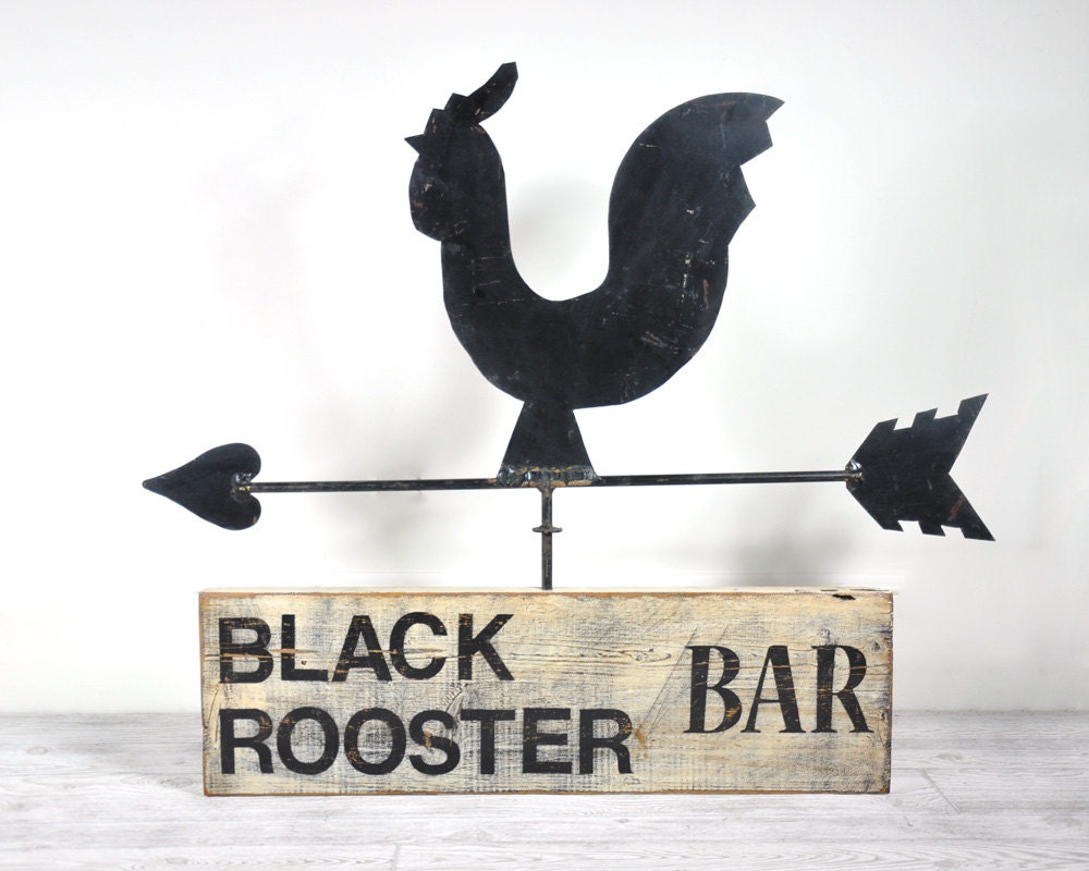 Vintage Large Metal Rooster Weathervane / Vintage Sign