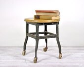Vintage Industrial Metal Factory Stool / Wood and Metal Shop Stool / Industrial Decor