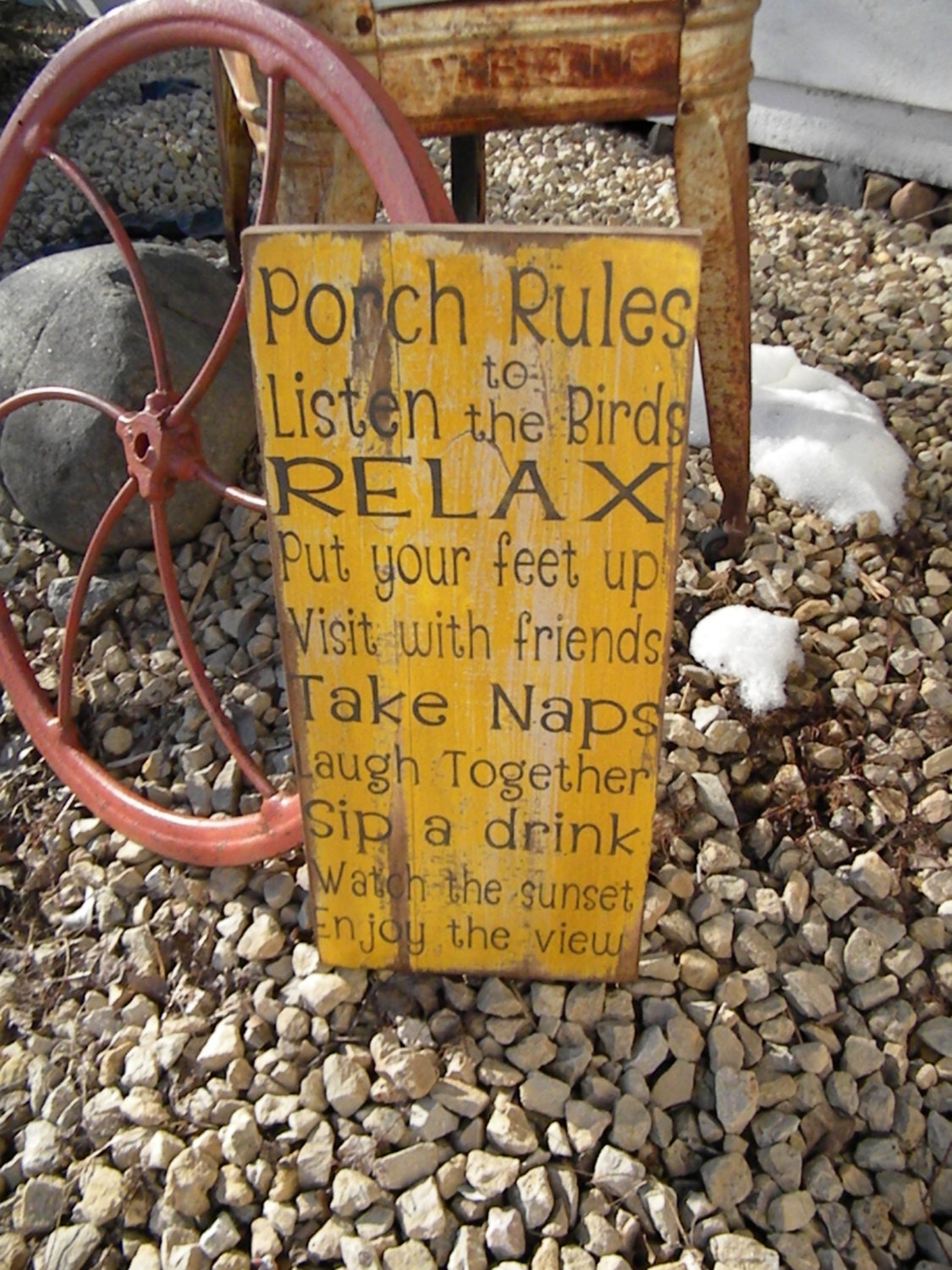 Vintage Style Porch, Deck, Patio Rules Typography Word Art Sign