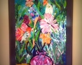 Flowers from My Garden ...  painting with glass, mosaic art, custom piece, stained glass
