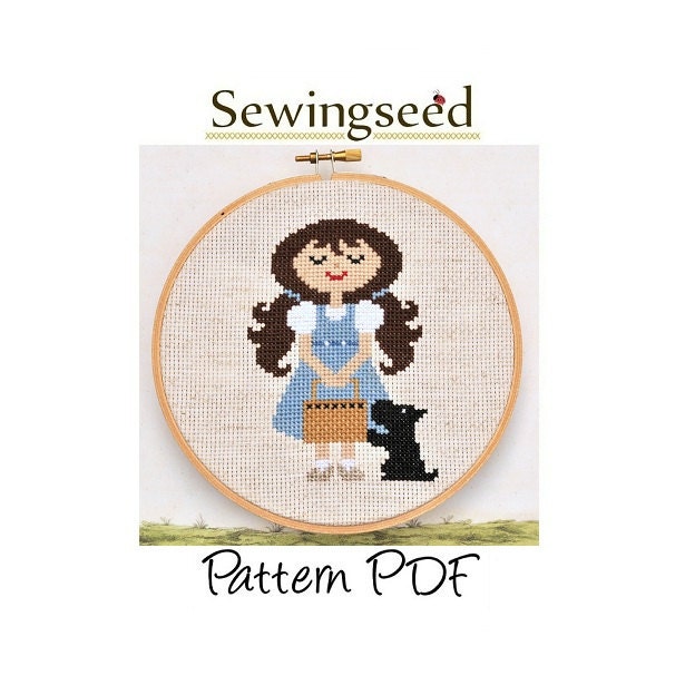 Dorothy and Toto, Wonderful Wizard of Oz cross stitch pattern, INSTANT DOWNLOAD
