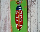Funky Surfboard Lime Green Red Blue White Beach Ocean Surf Travel Boy Girl Teen Toddler Car Custom License Plate Art Recycled States