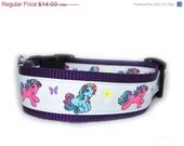 ON SALE My Little Pony Dog Collar, 1.5 inch wide, available in 4 sizes, purple, horse, pink, blue, butterfly, small, medium, large, XL