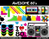 Awesome 80's Clipart - Digital Clip Art Graphics for Personal or Commercial Use