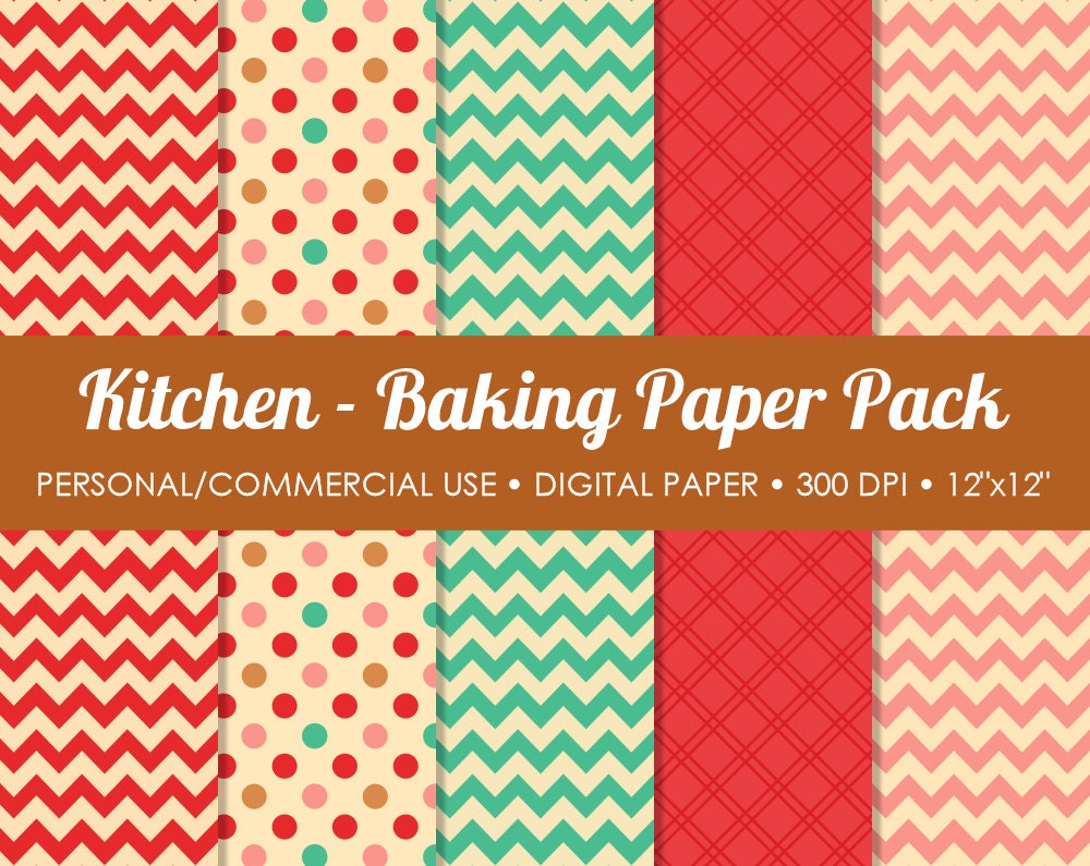 Kitchen - Baking Digital Printable Paper Pack - For Commercial or Personal Use