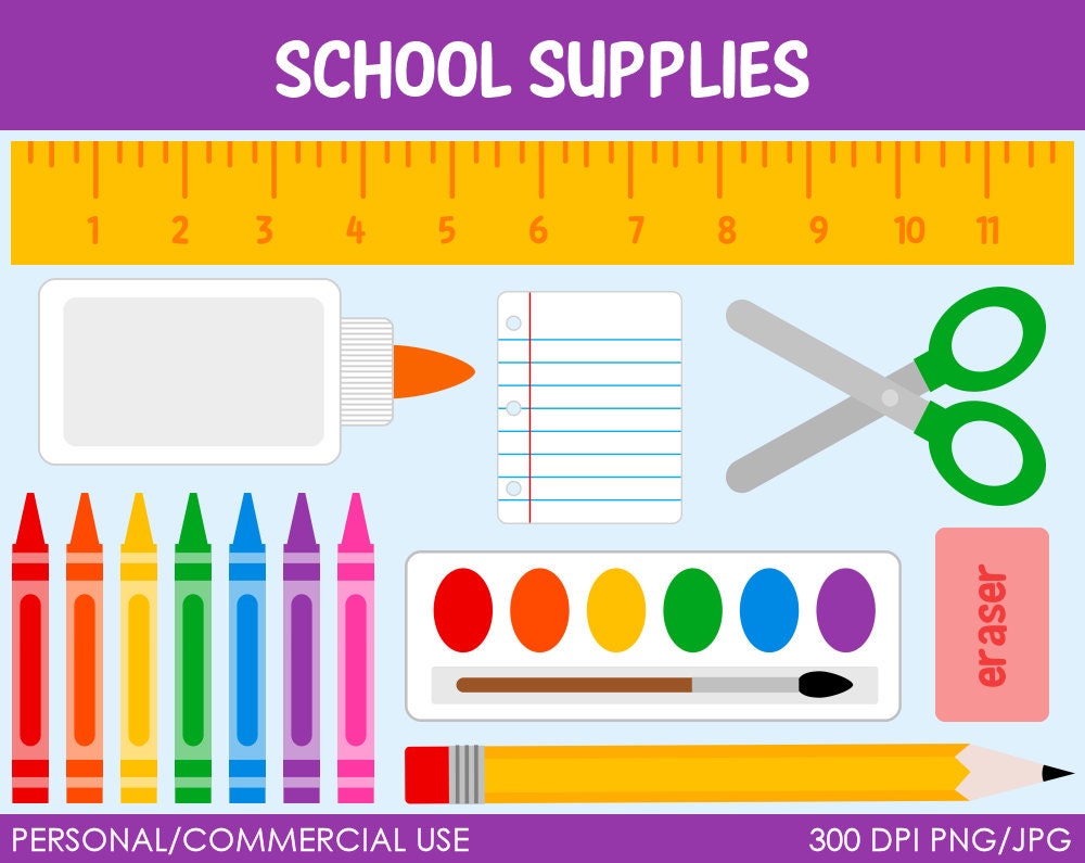 School Supplies Clip Art -  Digital Clip Art Graphics for Personal or Commercial Use