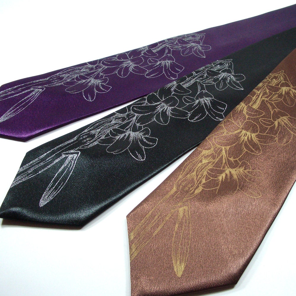 Mens Neck Tie - Giant Lily - Silk necktie in three tie color choices