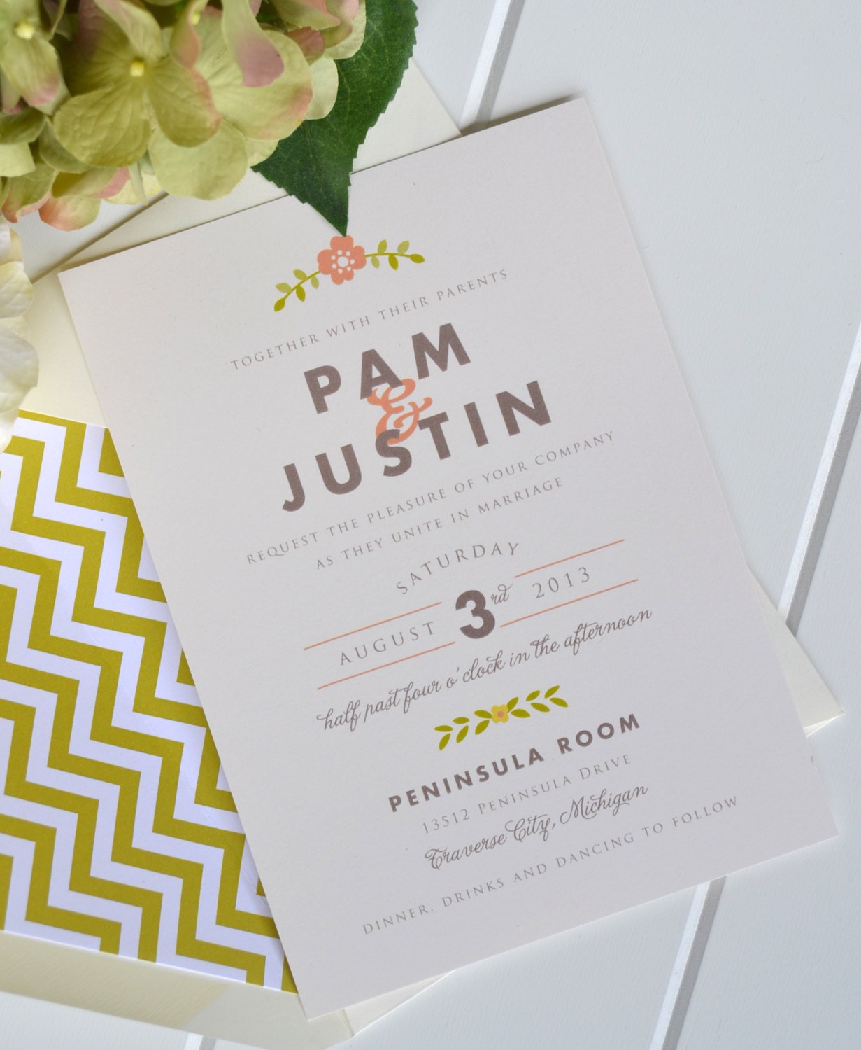 Folk Blossom Wedding Invitation