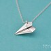 Sterling Silver 1" Tiny Paper Airplane Necklace with 24" chain
