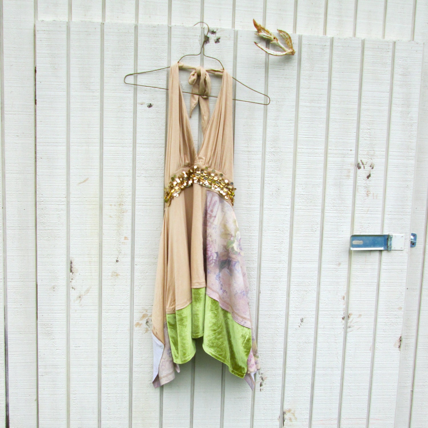 medium - xlarge  / Upcycled clothing / Funky Tunic Halter Dress / Eco Dress / Artsy Dress by CreoleSha