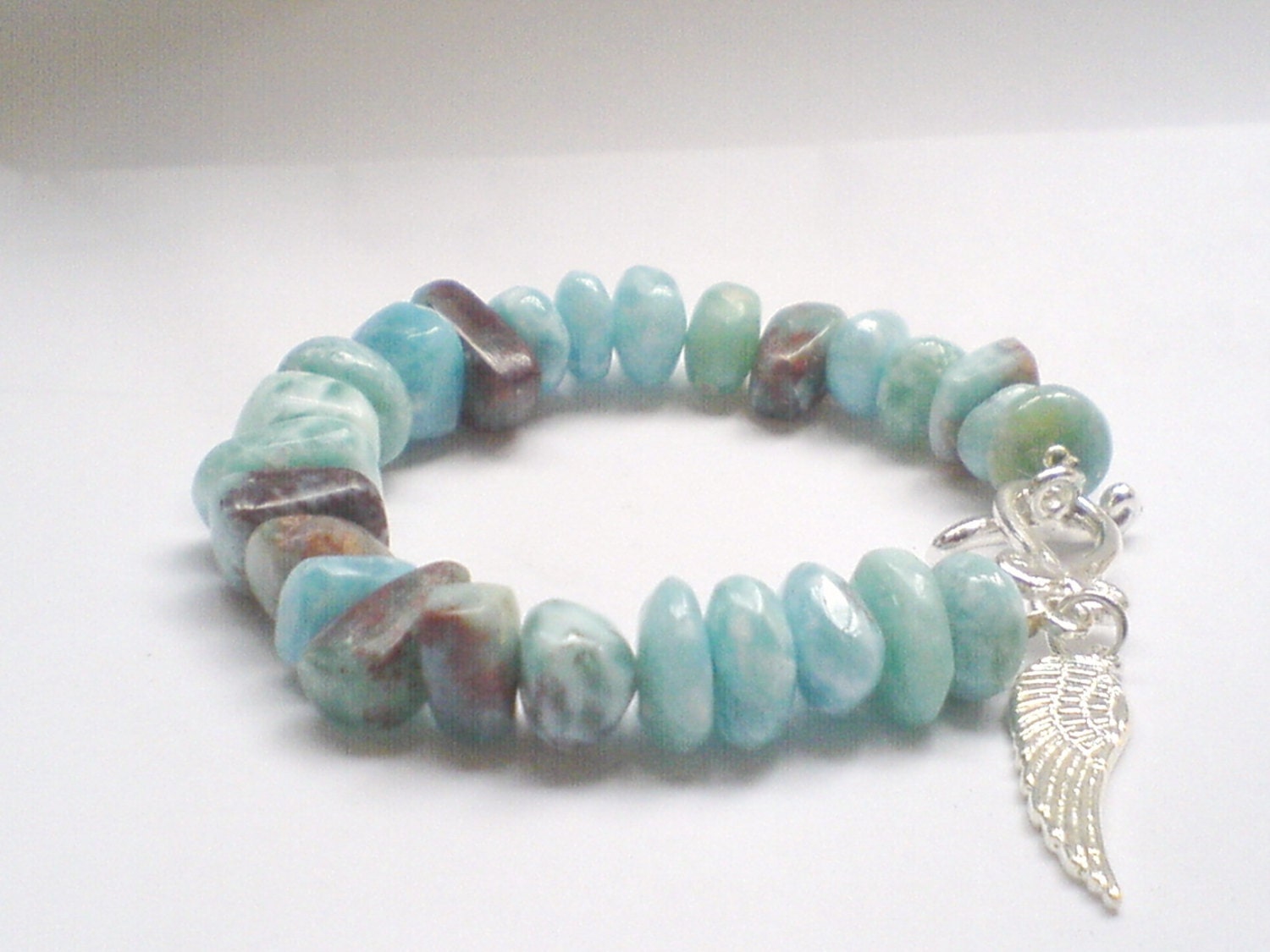 Turquoise jewelry Red Larimar bracelet 71/2 inches length