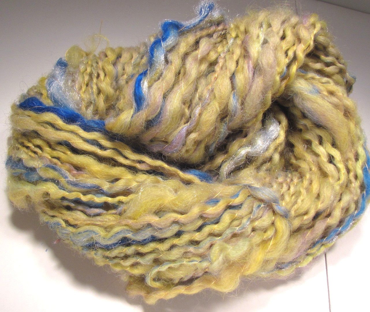 Sunshine and Blue Art Yarn Handspun 70yrds