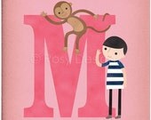 M is for Monkey - Alphabet - 8 x 10 Archival Print