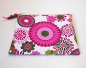 Zippered Pouch, Makeup Bag, Clutch Bag, Gadget Case,  Floral Case