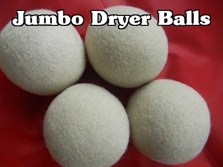 4 JUMBO Alpaca Wool Dryer Balls - Straight from the Farm - Felted Natural Creamy White - Four XL
