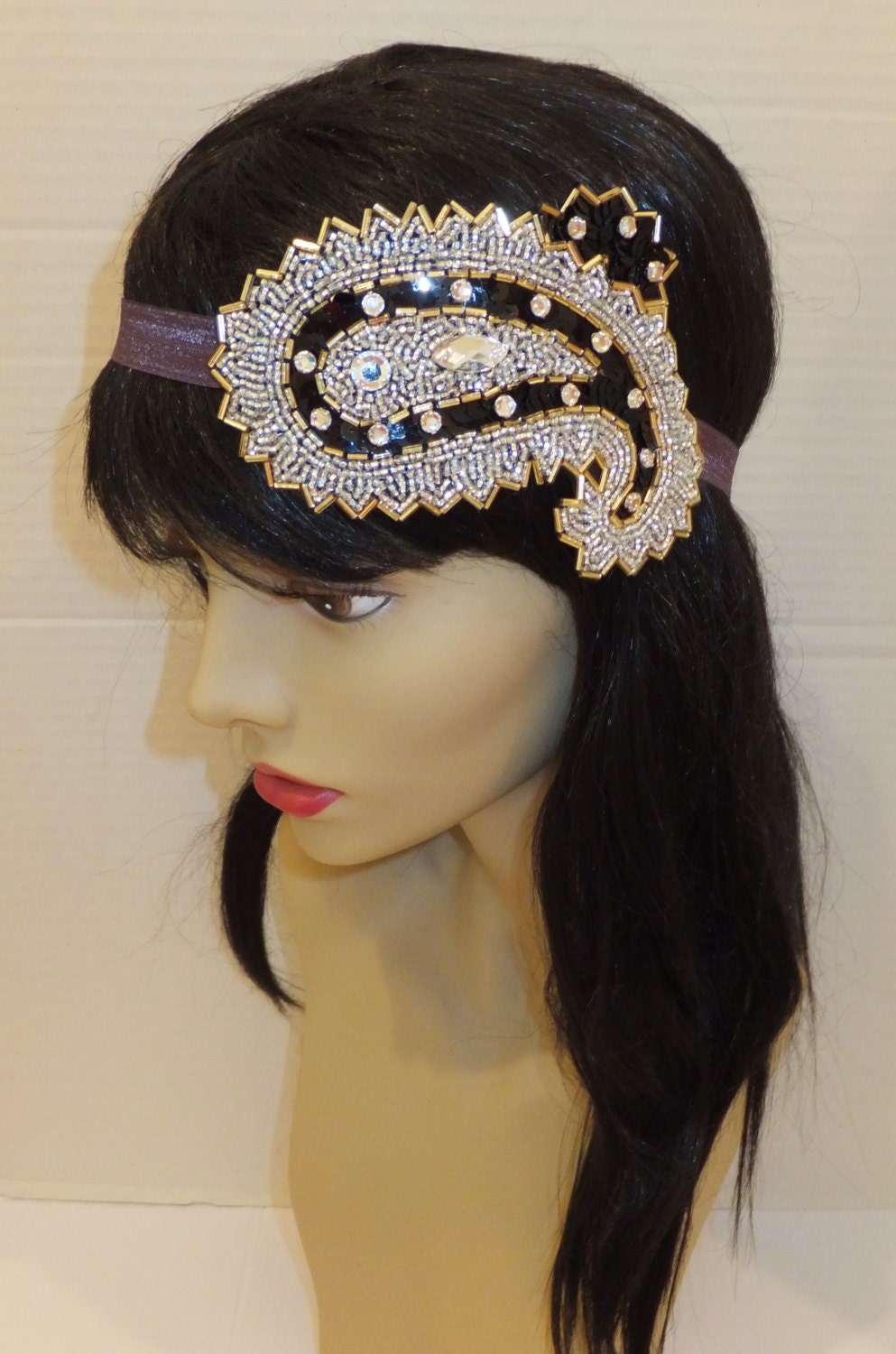 Great Gatsby Headpiece, CONSTANCE, Paisley Headband, Headband, Art Deco Headband, 20s Headband