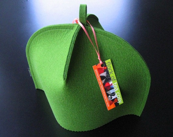 Standard size Moss Green modern wool felt Tea Cozy ...it's Spring