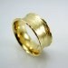 Gold Ring Wide Wedding Band Concaved Textured (Ir134)