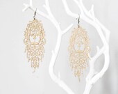 Lace Earrings - Orabella in Gold - Bridal Earrings - Metallic Lace Bridesmaid Jewelry