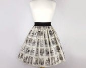 Black & White Loteria Folklorico Day of the Dead Full Skirt