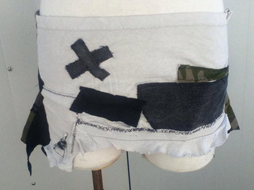 Patchy Distressed Camo Scap Skirt