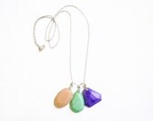 Polymer Clay Geometric Necklace, Gem Pastel Necklace in Mint Peach Purple, Gem Candy Collection