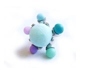 SUMMER SALE Atomic Flower Ring in Mint Pastels - Space Oddity - Handmade Polymer Clay Ring - Big Bang Theory Inspired Jewelry