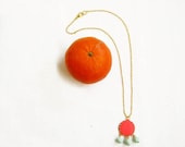 SUMMER SALE Polymer Clay Dot Necklace, Mint, Coral, Grey Necklace on raw Brass - Color Dot Collection -Your Color Choice
