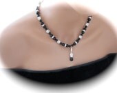 Bridesmaid Black Pearl Necklace and Earrings Wedding jewelry Set Bridal Necklace Bridal Jewelry