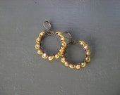 Pearl Beaded with Antiqued Brass Earrings