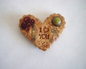 Rustic Vintage Chic (I Love You) Heart Magnet, Token of Love Gift, Thoughtful Gift, Rustic Unique Heart Gift