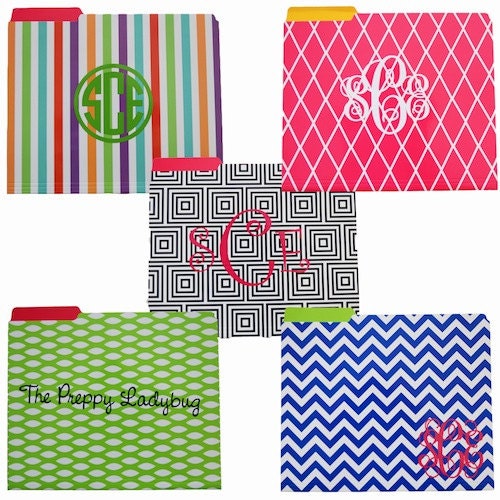 Set of 6 Monogrammed File Folders