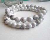 White Turquoise Stretch Bracelet.  Set of 2.