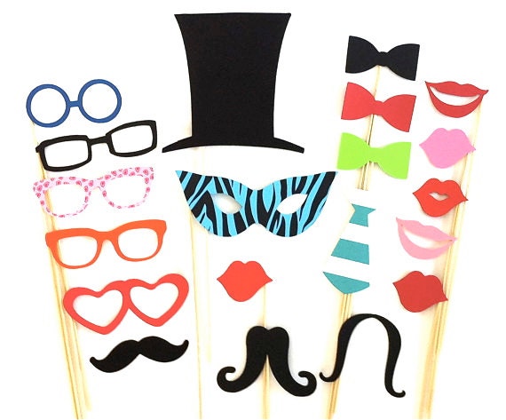 Photo Booth Props Party Pack Set of 20 Wedding Photo Booth Props Party Photo Props Decorations Party Supplies Masks Glasses Mustache