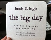 Letterpress Save the Date recycled coasters