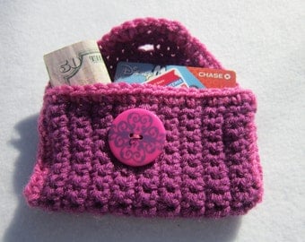 Valentines Day Crocheted Pink and Fuschia Purse Pouch