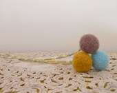 Felt pom pom flowers. Wool felt blooms.Turquoise, mustard, grey bouquet.Modern bouquet.Craspedia.Billy button.Billy ball.