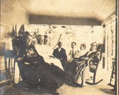 Vintage Photo Men and Women Sitting in Rocking Chairs on a Large Porch Q11102