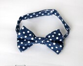 Blue Polka Dot Baby or Toddler Bow Tie- Newborn-4T