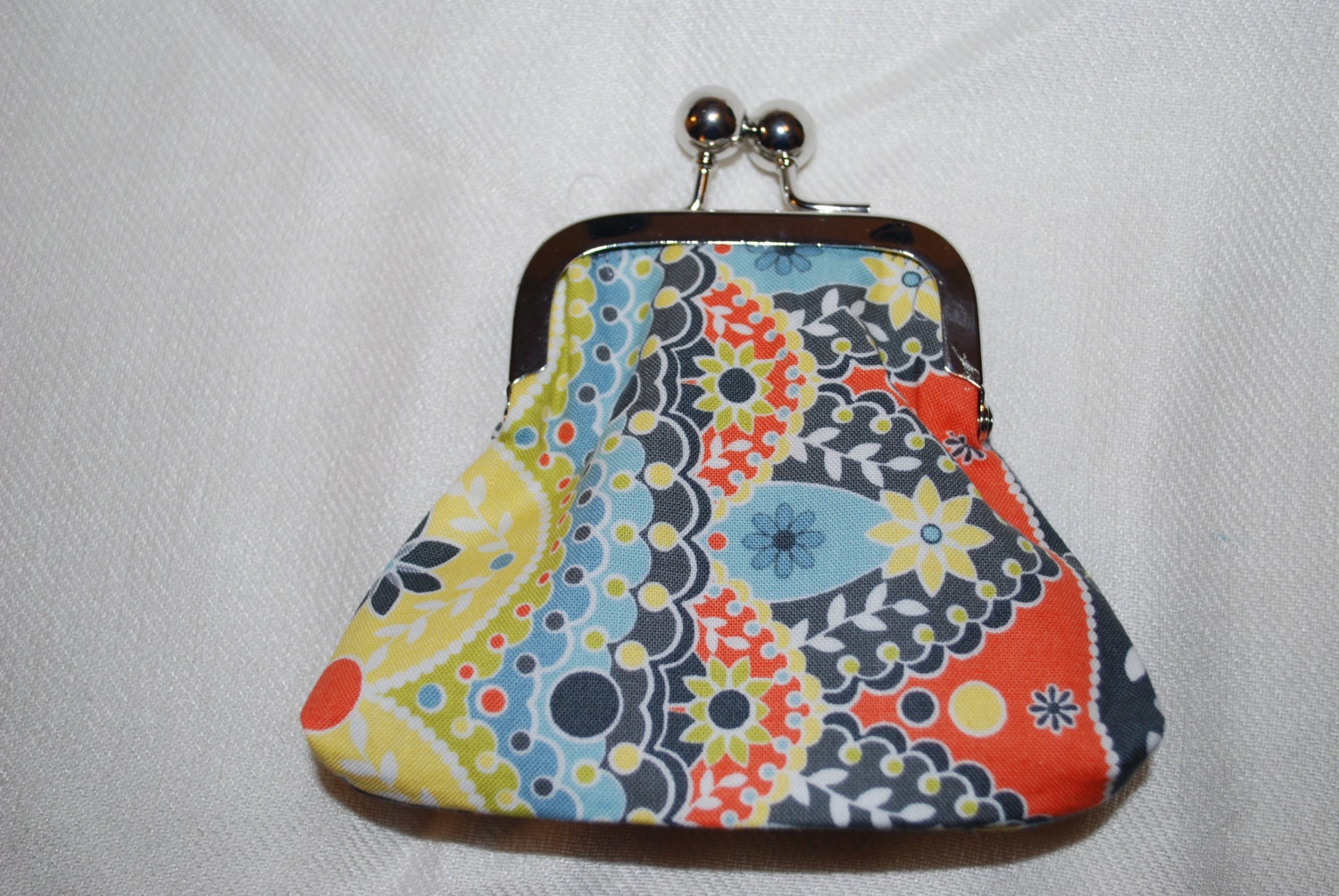 Orange, Yellow, Whimsy, Floral Patterned Coin Purses