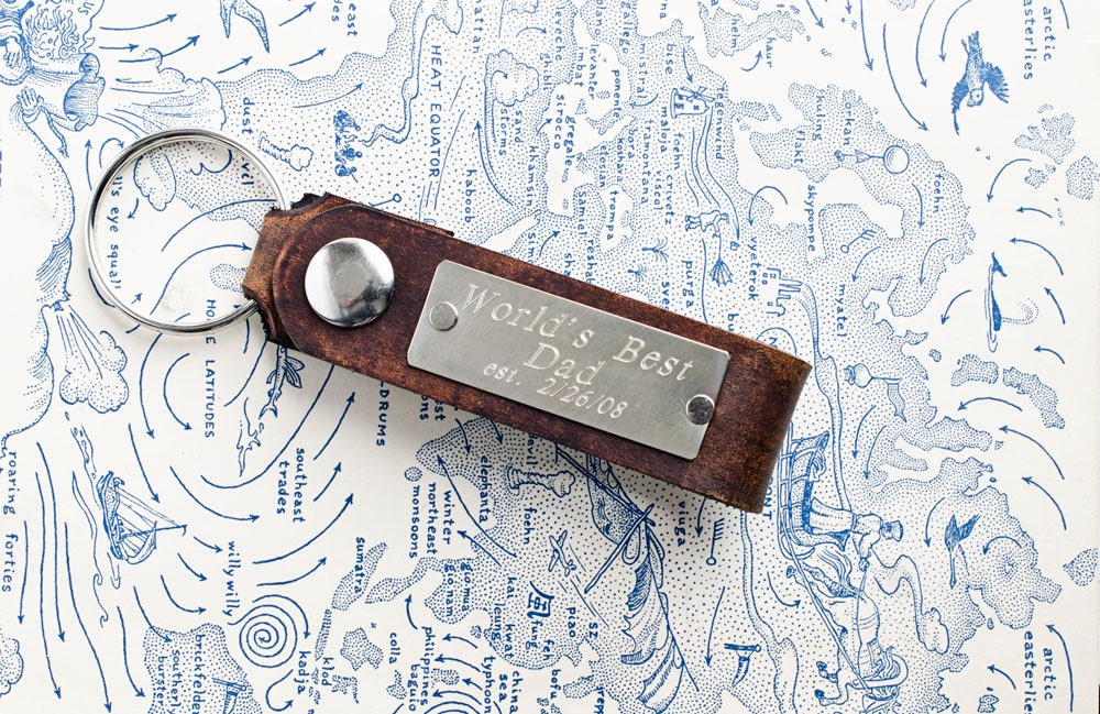 Worlds Best Dad -  Custom  Leather Keychain