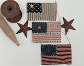 Americana  - Primitive - Flag Ornaments - Patriotic Decor - Holiday Decor - Red White and Blue - Stars and Stripes