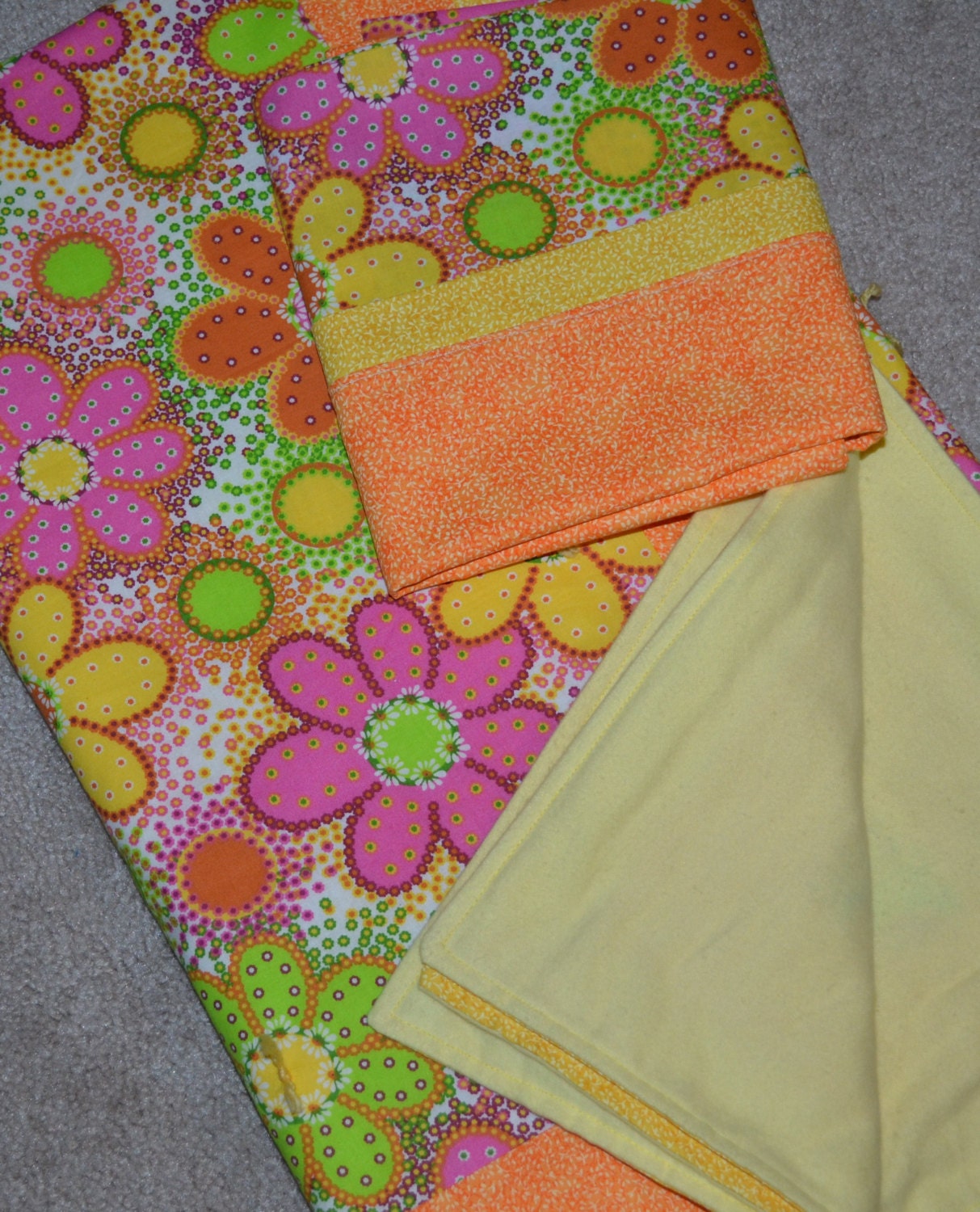 Bright Flowers No. 2 - Yellow and Orange with pillowcase