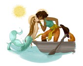 The mermaid and pirate queen 4"x5" print