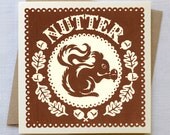 Squirrel Card - Hand Printed
