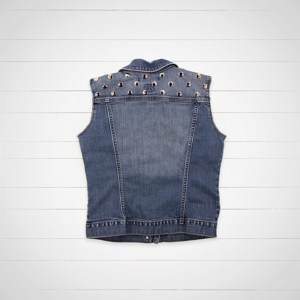 Denim Studded Vest / Women's Studded Jean Vest / Hipster Urban Outfitters Style